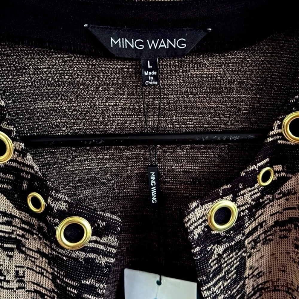 NWT Ming Wang Open Front Grommet Sweater Size Large Retail $295.00